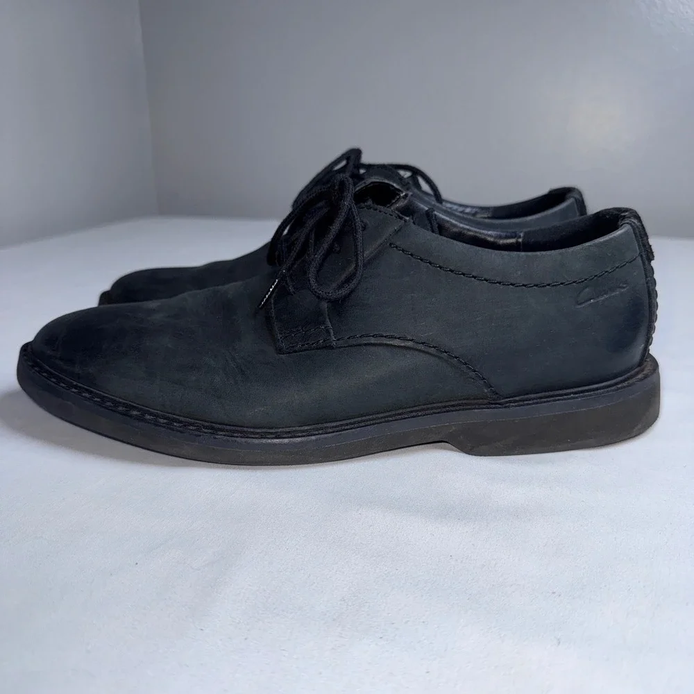 Clarks Mens Black Leather Derby Lace Up Oxford Dress Shoes Size 8 M Matte